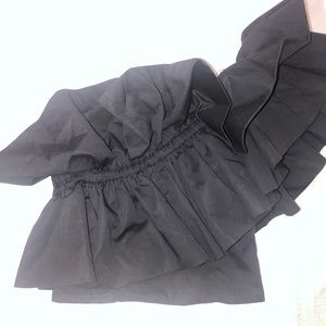 NWT Zara one shoulder black ruffled top size S